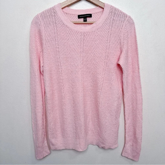 Banana Republic Womens Medium Light Weight  Crew Neck Cable Knit Chervon Sweater - Picture 3 of 15